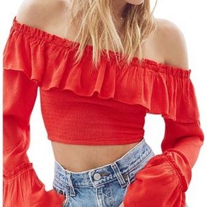 Kimchi Blue Kimora smocked Off-Shoulder Top